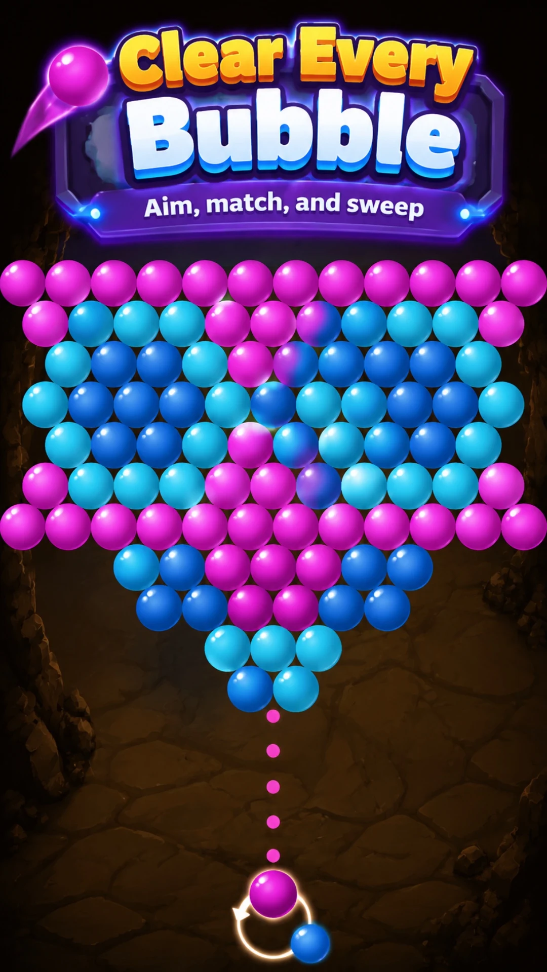 Colorful mobile bubble puzzle game scene